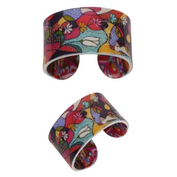 NWT Cat & Tulip Geometric Bracelet Cuff - Picture 4 of 4